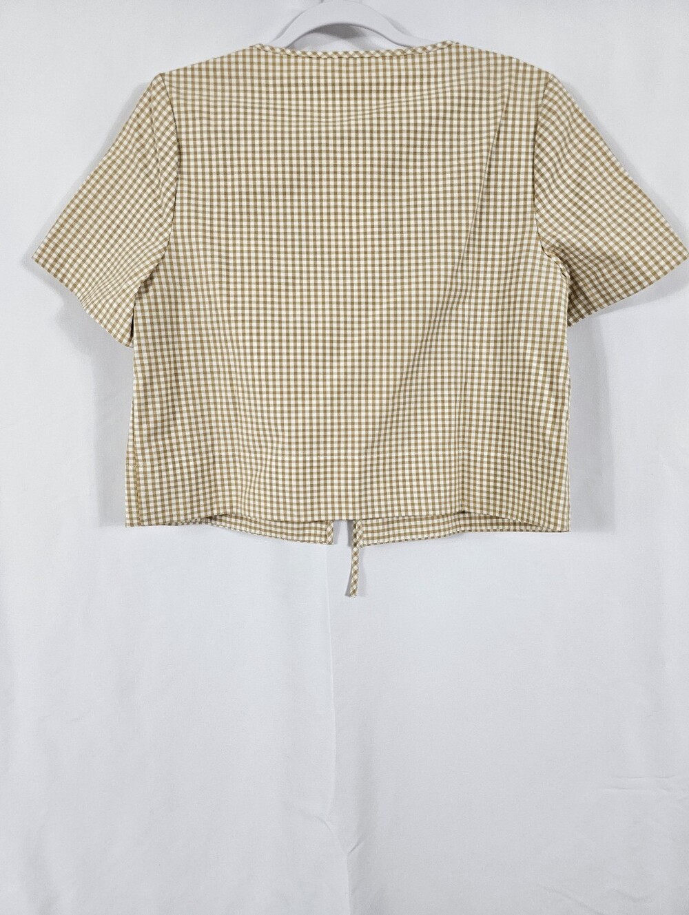 NWT Sezane Kairo Shirt in Dark Beige and Ecru Gingham - Size 8 - Picture 6 of 8